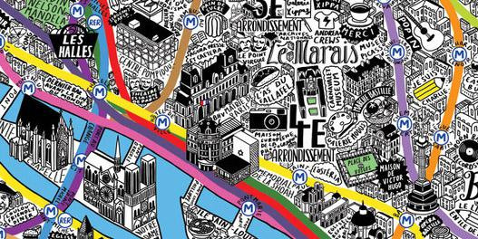 Carte de Paris dessinée à la main par Jenni Sparks