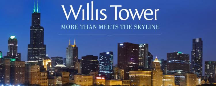La Willis Tower est un gratte-ciel de Chicago aux États-Unis, achevé en 1973 et œuvre de l'architecte Bruce Graham.
