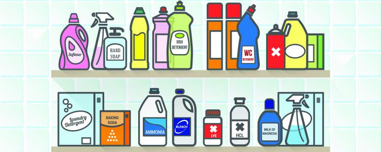 Les composés organiques semi-volatils peuvent être issus d'objets tels que des produits d'entretien (lessive, détergents)